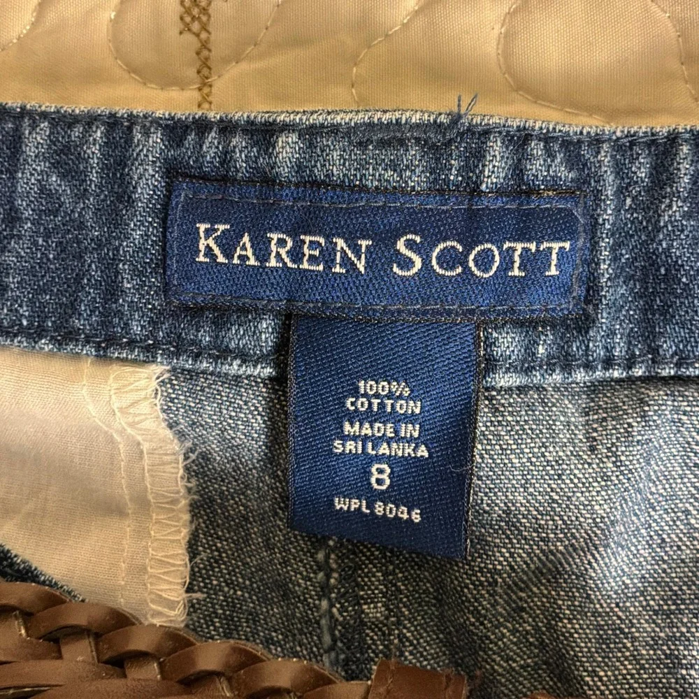 Karen Scott Denim Bermuda Shorts Womens 8 Blue New Vintage High Waist Pleated